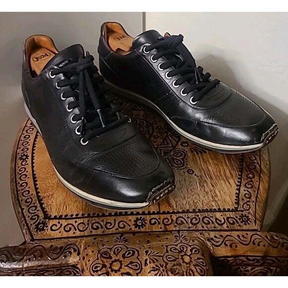 Magnanni Pueblo 14804 Men Size 9M Black Leather Casual Sneakers Shoes Lace Up